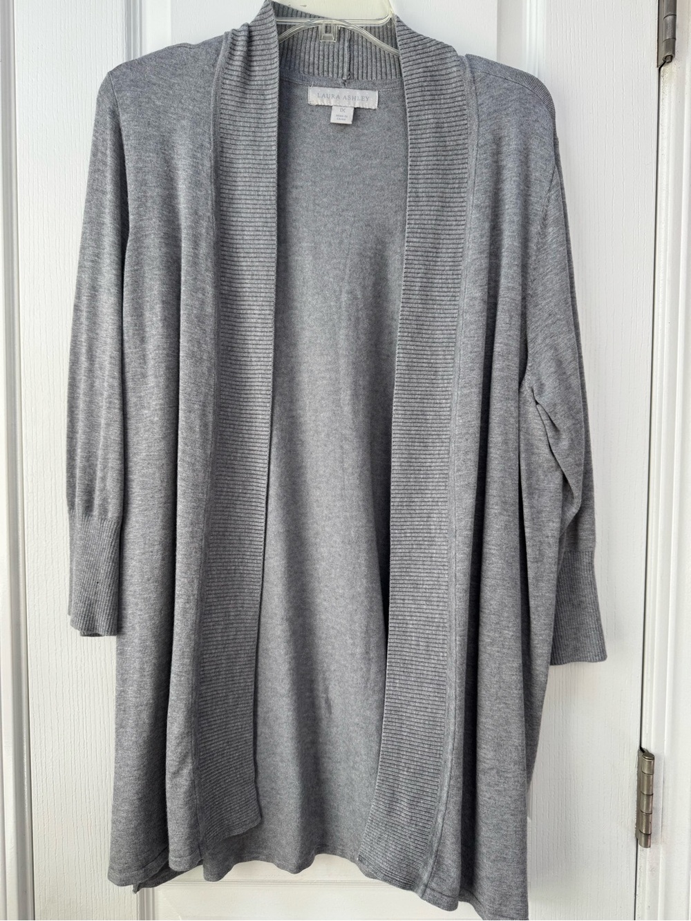 Laura Ashley Gray Open-Front Knit Cardigan